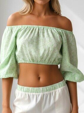 Billabong Tropic Sun Crop Top Honey Dew Size Large Gently Used